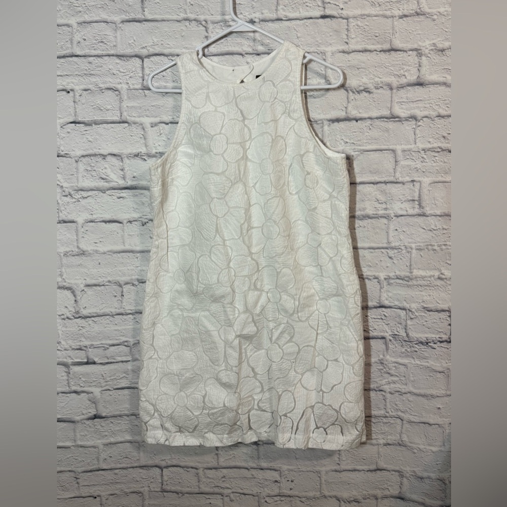 Tommy Bahama White Floral Jacquard Sleeveless Shift Dress, Large